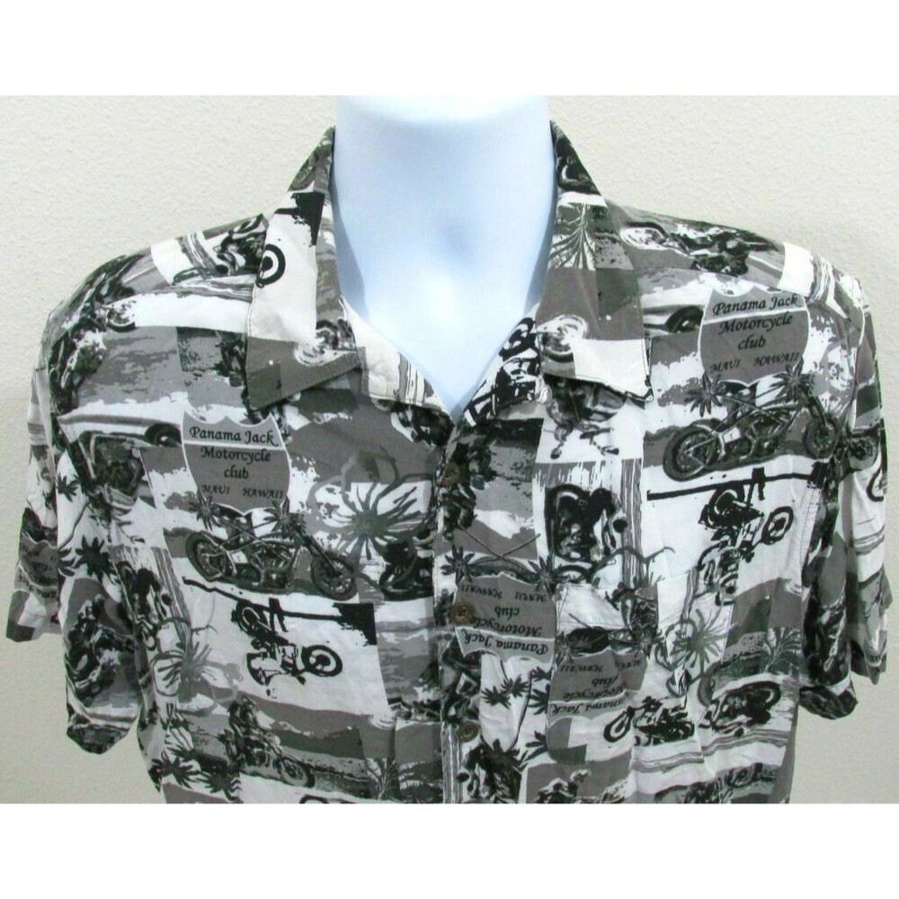Panama Jack Mens Hawaiian Shirt Size Medium Rayon - Maui Motorcycle Club Biker